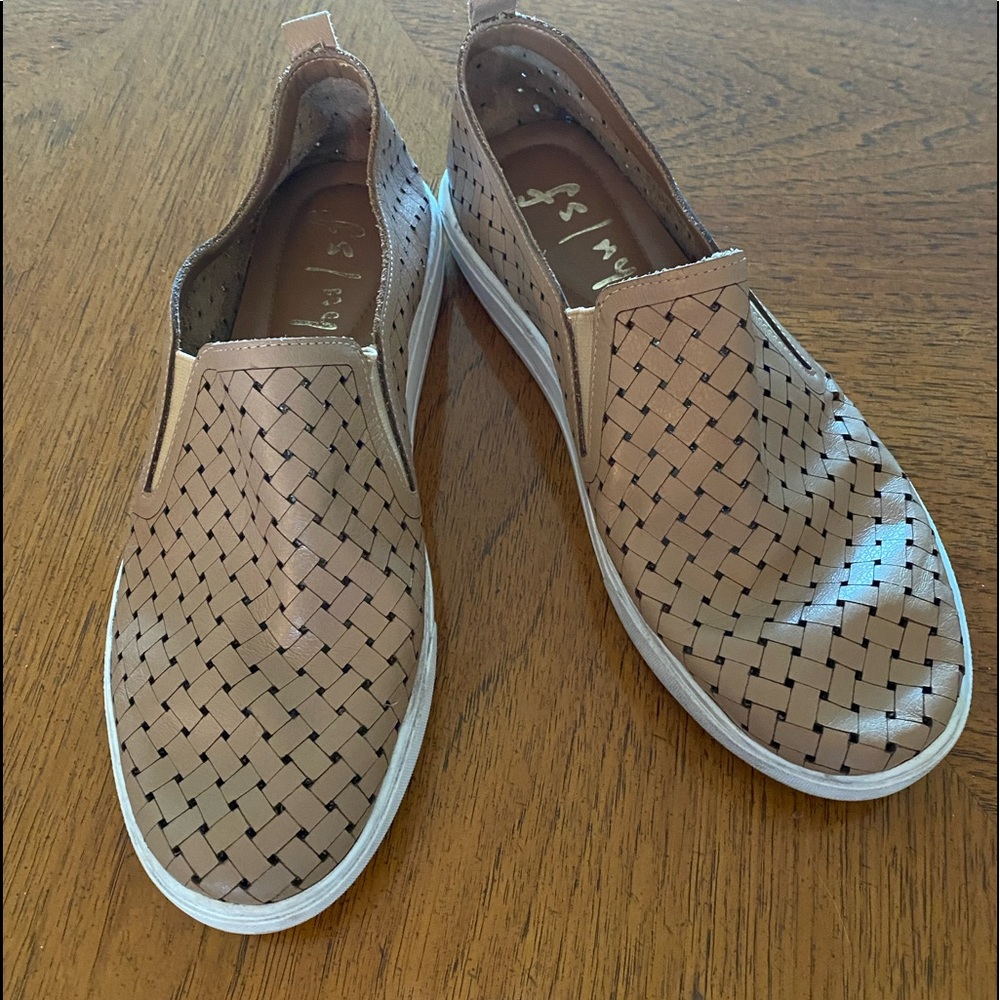 French Sole, sz 11 slip on vented shoes, made in Brazil.  In VGU condition.